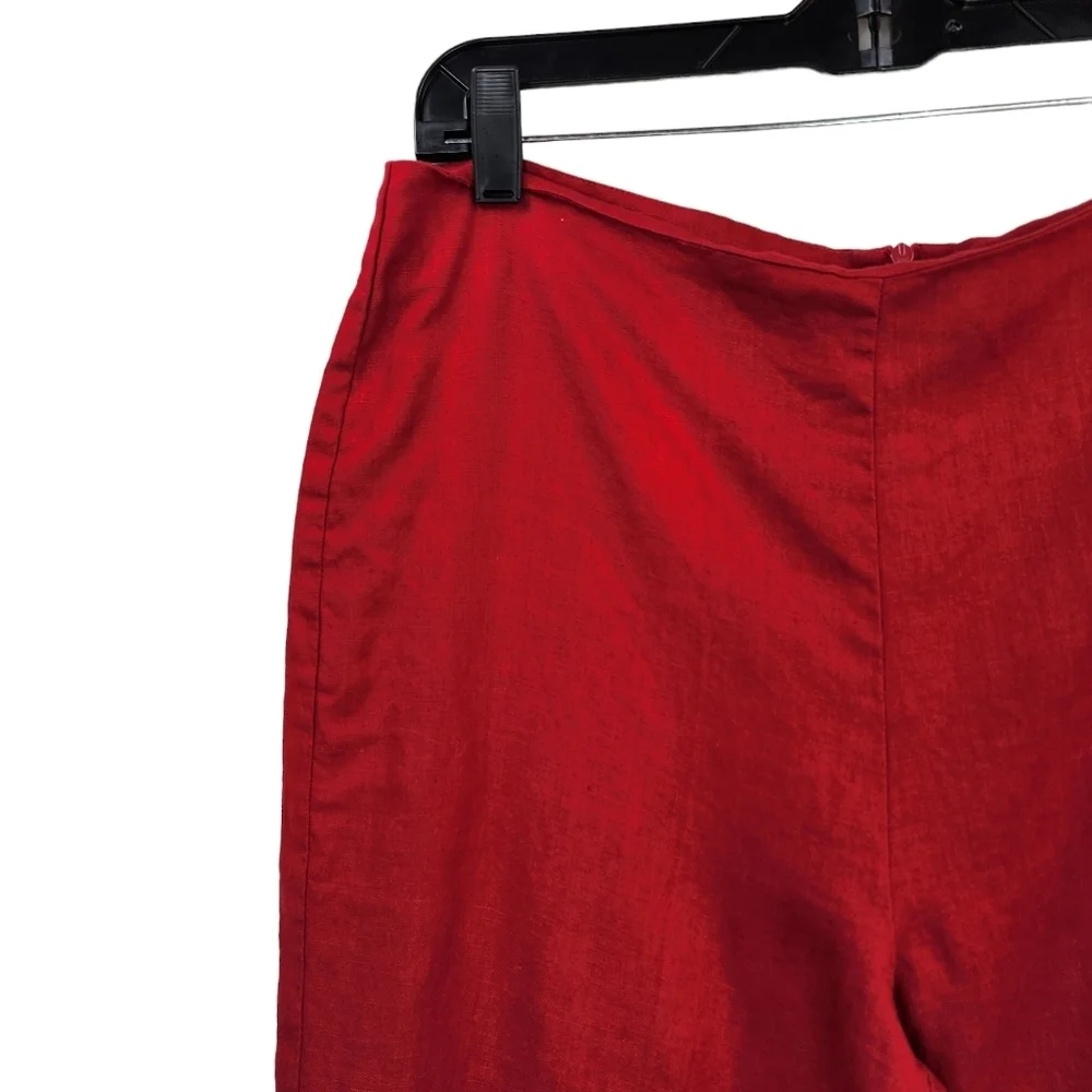 Lucy Pereda Women's 100% Linen Flat Front Crop Pants - 8